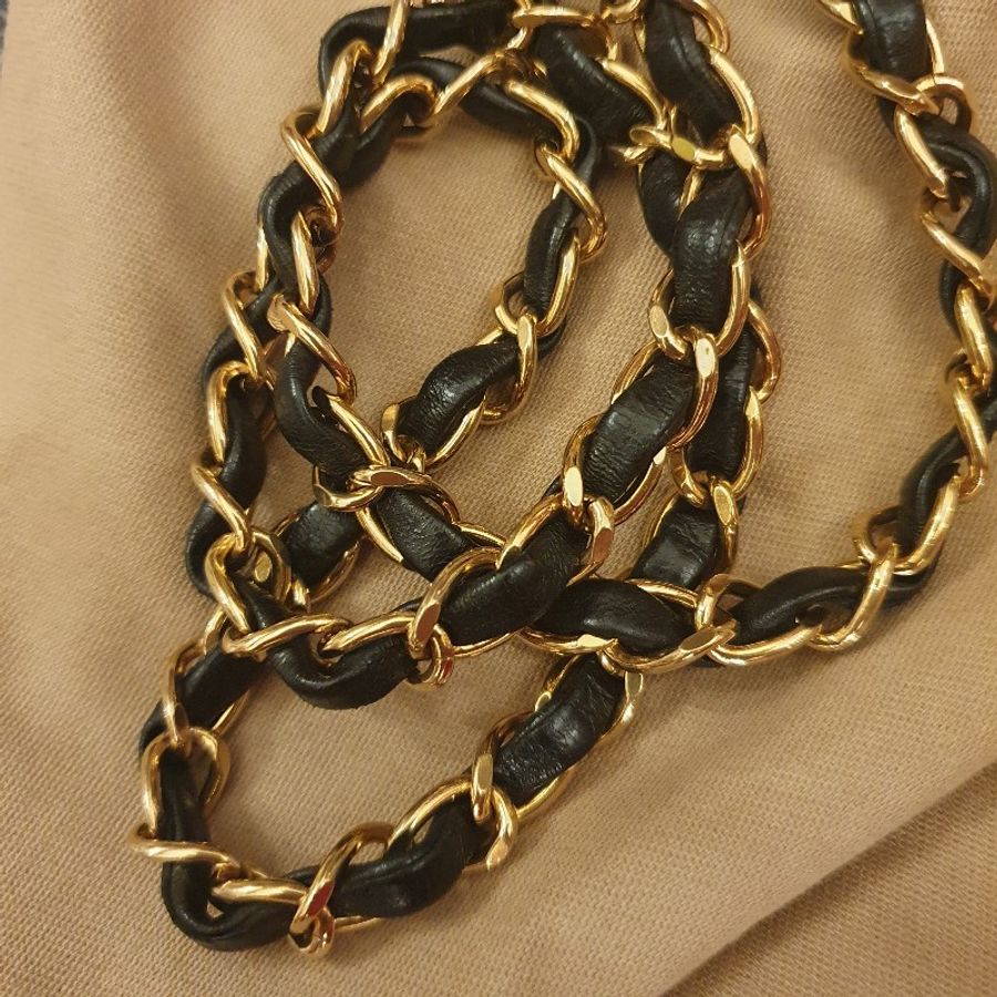 香奈兒 Chanel Vintage Diana Flap 黑色小羊皮菱格紋金鏈條包 25cm 黛妃包 vintage coco chanel包-6