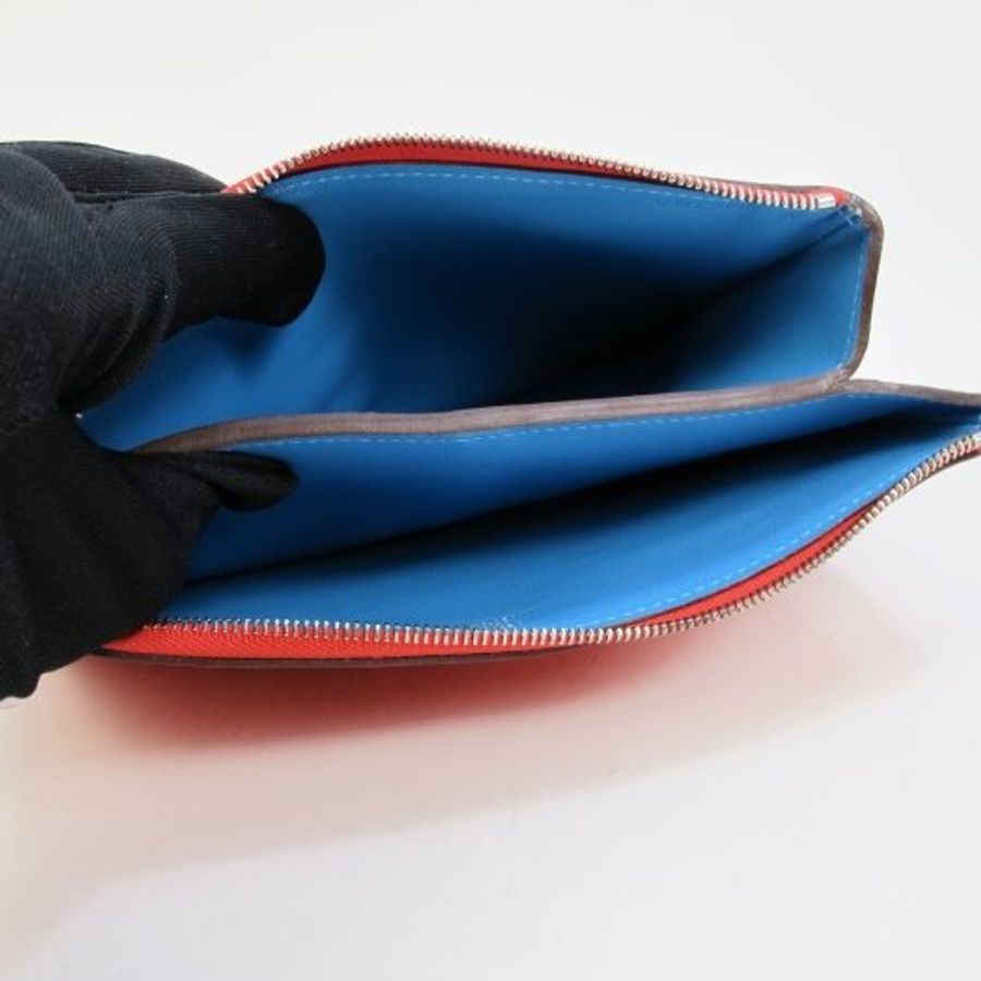 【巴黎站二手名牌專賣店】*現貨*HERMES 愛馬仕 真品*Atout pouch 牛皮紅x藍撞色雙層手拿包-5