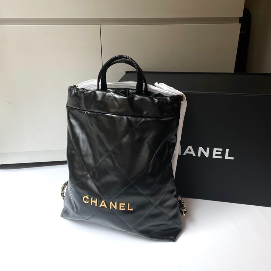 Chanel22 後背包黑金 小號 全新-0