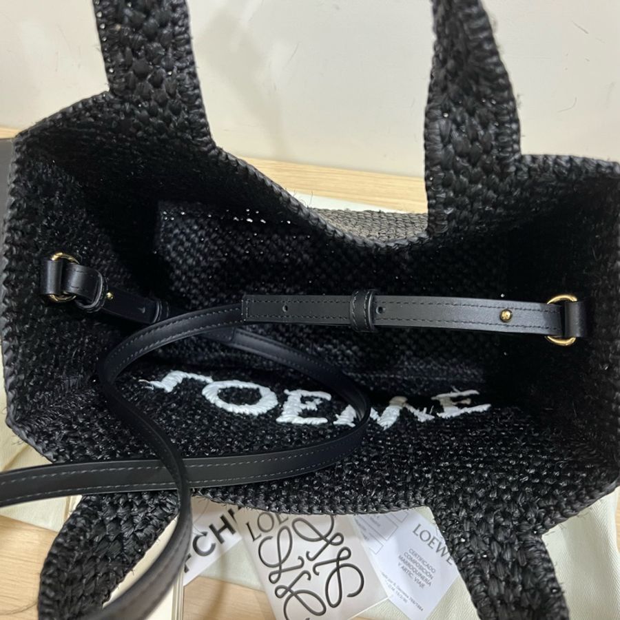 LOEWE Small Font raffia tote 小號 拉菲草 托特包 草編包-3