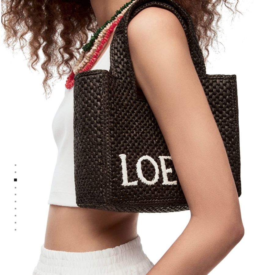 LOEWE Small Font raffia tote 小號 拉菲草 托特包 草編包-6