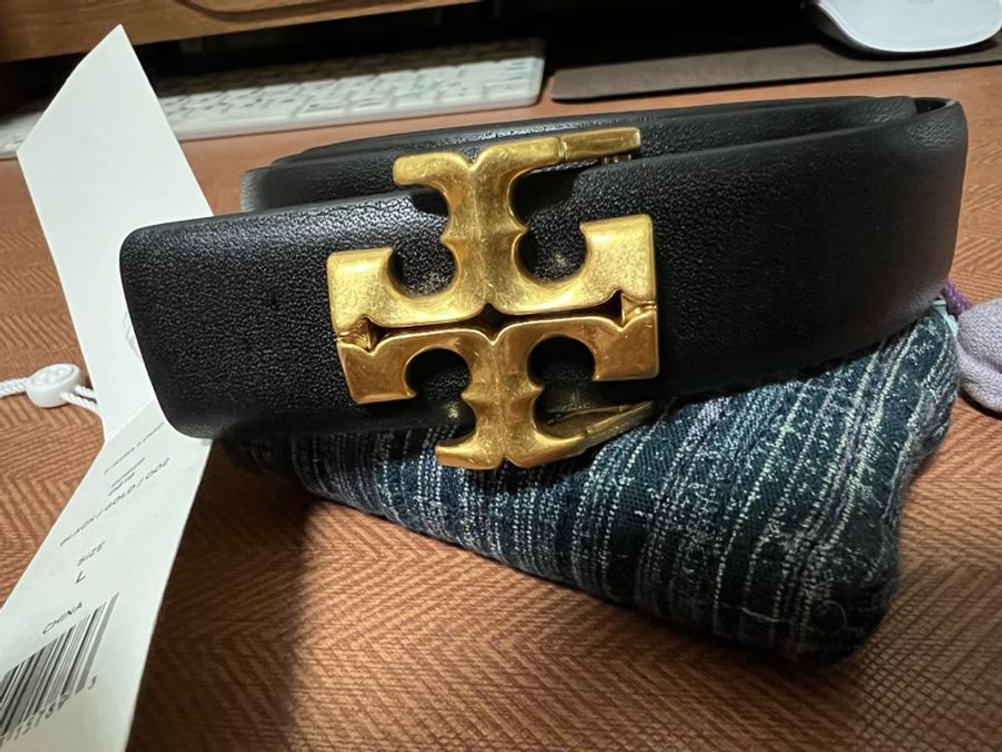 全新TORY BURCH KIRA 皮帶 黑色-1
