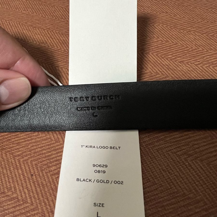 全新TORY BURCH KIRA 皮帶 黑色-5