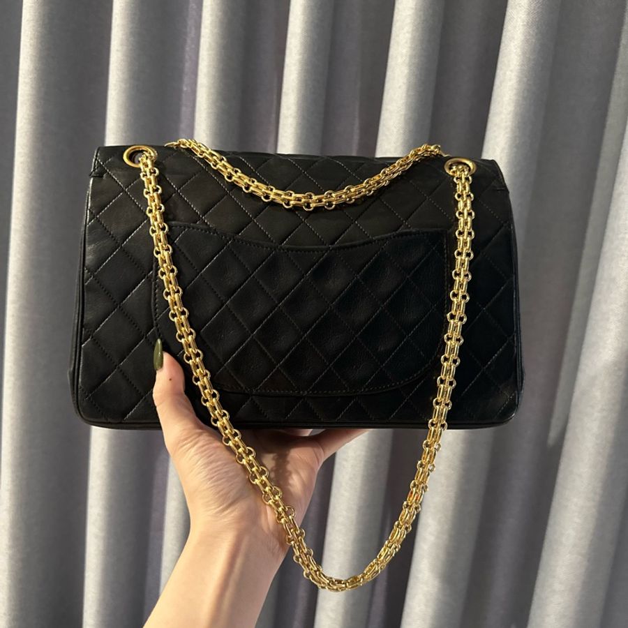 無卡標時期Chanel CF25 vintage 絕美黑金稀有方尖釦勞力士鏈-9