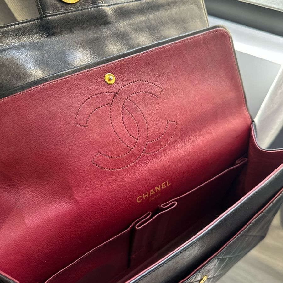無卡標時期Chanel CF25 vintage 絕美黑金稀有方尖釦勞力士鏈-15