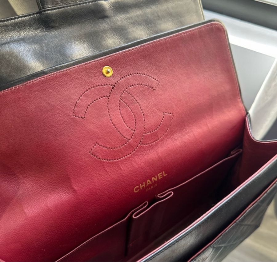 無卡標時期Chanel CF25 vintage 絕美黑金稀有方尖釦勞力士鏈-4