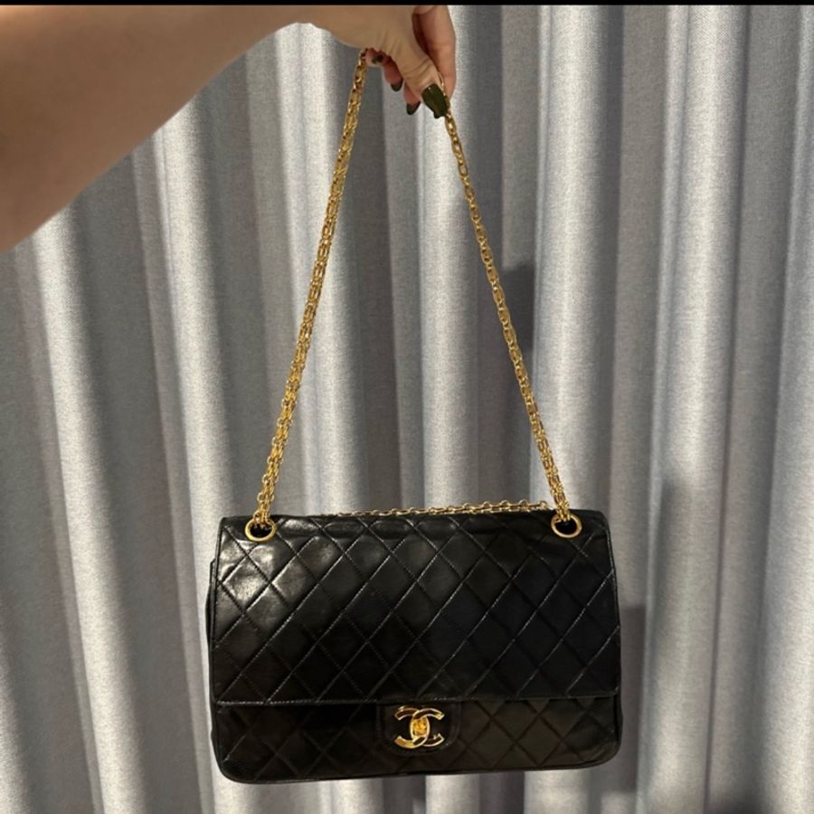 無卡標時期Chanel CF25 vintage 絕美黑金稀有方尖釦勞力士鏈-5