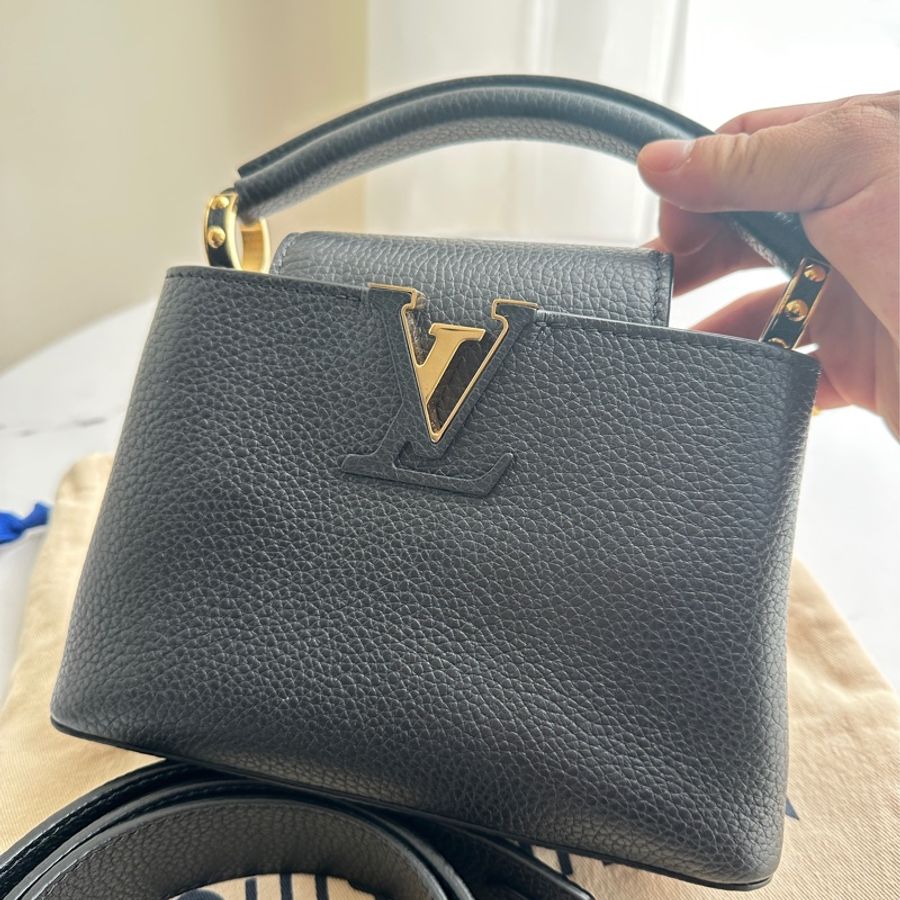 LV M56071 黑皮革MINI手提兩用斜背包-1