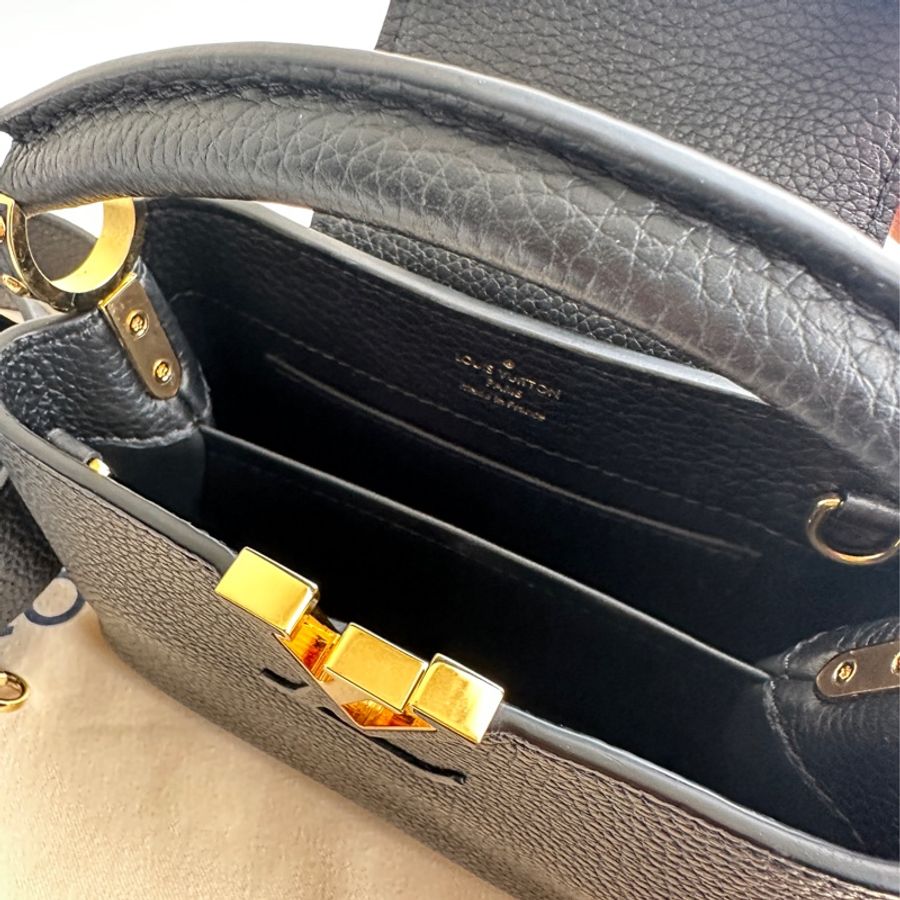 LV M56071 黑皮革MINI手提兩用斜背包-8