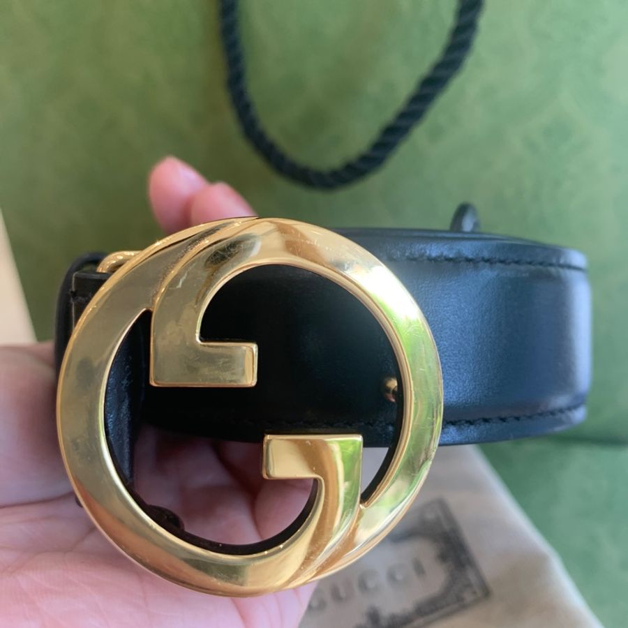 GUCCI 金屬 LOGO釦式腰帶-5