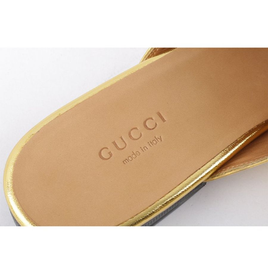 GUCCI 馬銜穆勒拖鞋(金色) 38-6