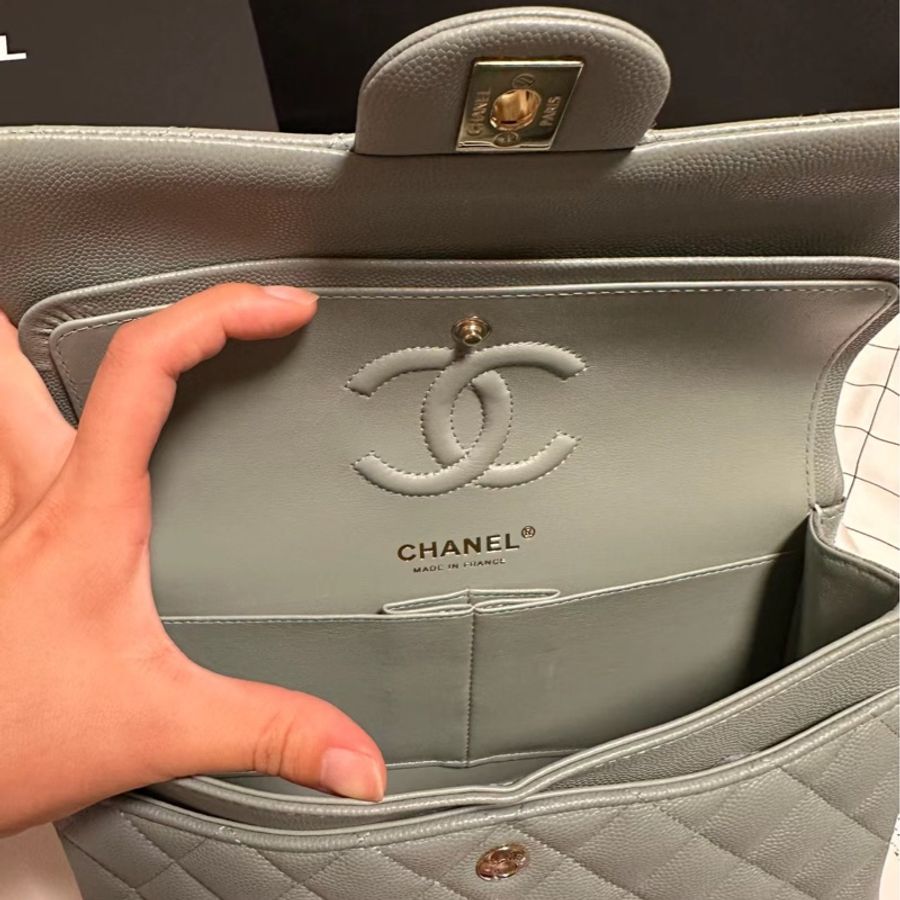 Chanel cf23香奈兒 莫蘭迪綠/霧霾綠-5