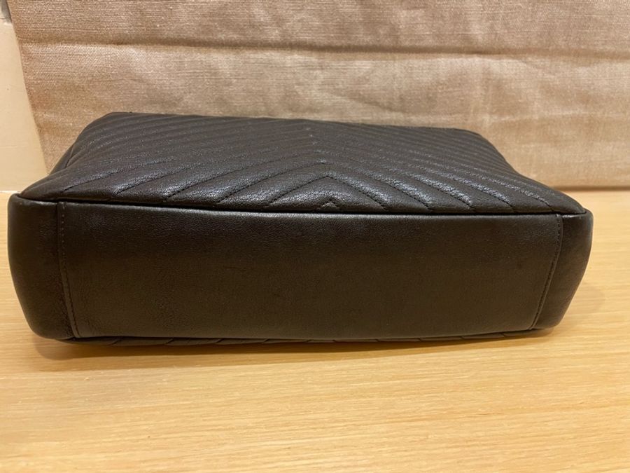 YSL Saint Laurent College 大型 復古金屬車縫羊皮學院包(黑色)-6