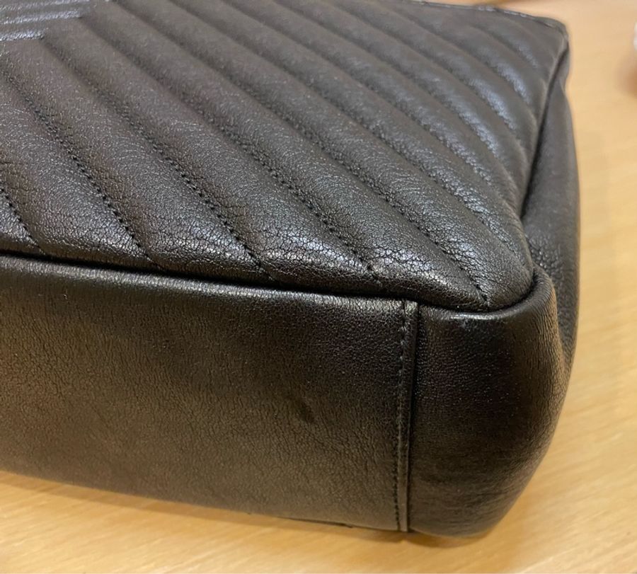 YSL Saint Laurent College 大型 復古金屬車縫羊皮學院包(黑色)-10