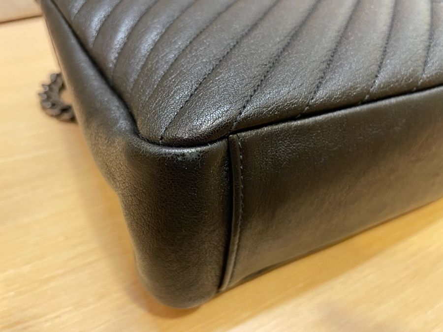 YSL Saint Laurent College 大型 復古金屬車縫羊皮學院包(黑色)-12