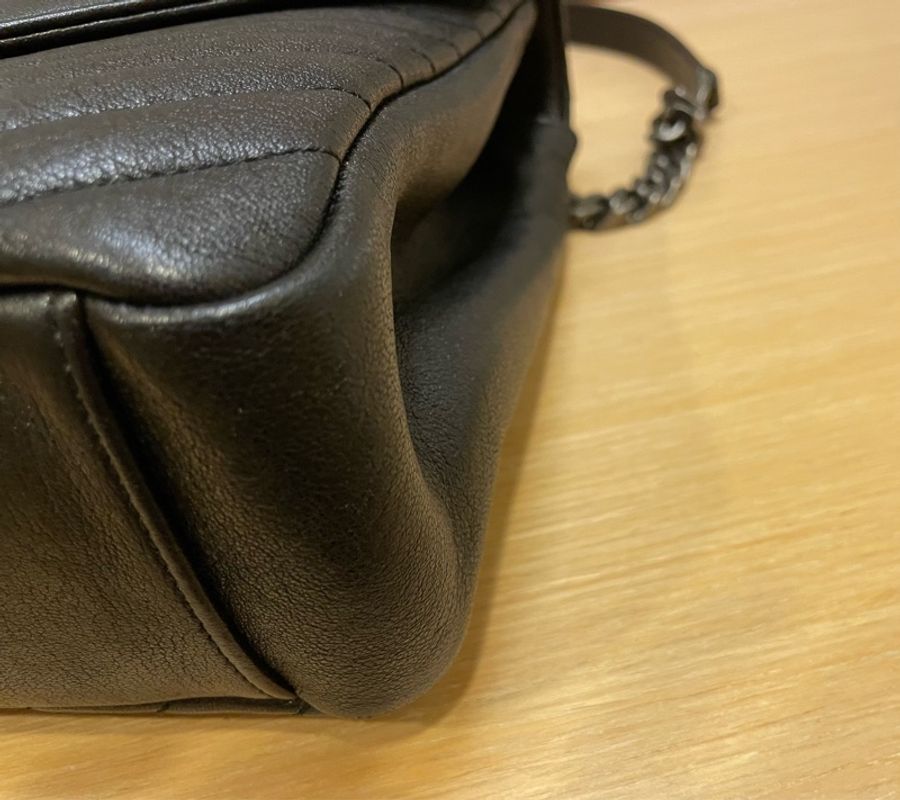 YSL Saint Laurent College 大型 復古金屬車縫羊皮學院包(黑色)-13