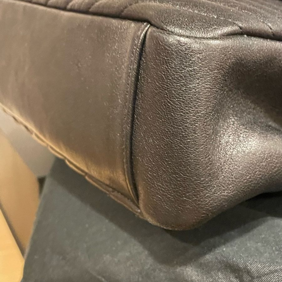 YSL Saint Laurent College 大型 復古金屬車縫羊皮學院包(黑色)-15