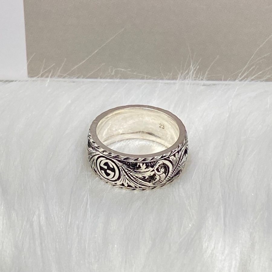 Gucci 虎頭925純銀雕花戒指43357-4