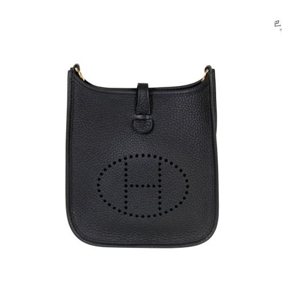【巴黎站二手名牌專賣店】*全新現貨*HERMES 愛馬仕 真品*Mini Evelyne 小牛皮鏤空洞H LOGO肩背包-0