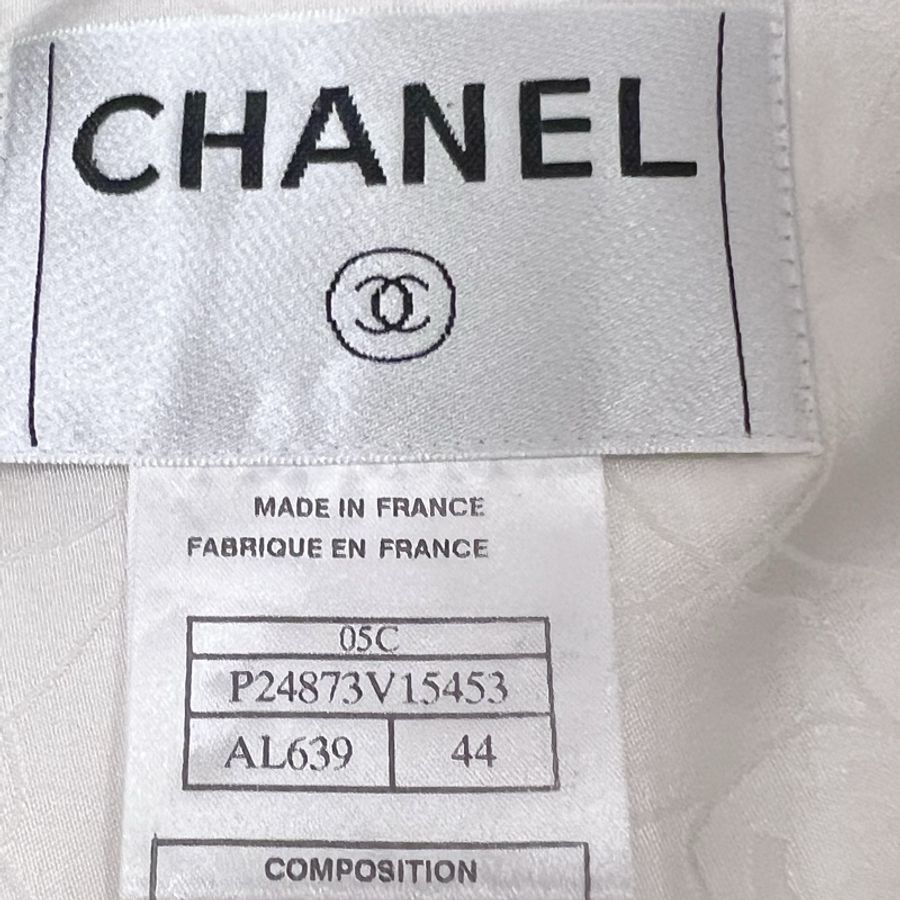 🍒CHANEL 流蘇毛呢百合白外套size:44 / 2F230829-1-11