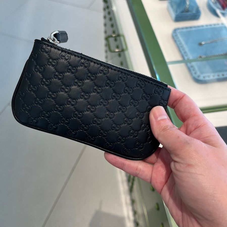 【現貨】全新 GUCCI GG壓紋拉鍊零錢鑰匙包-0