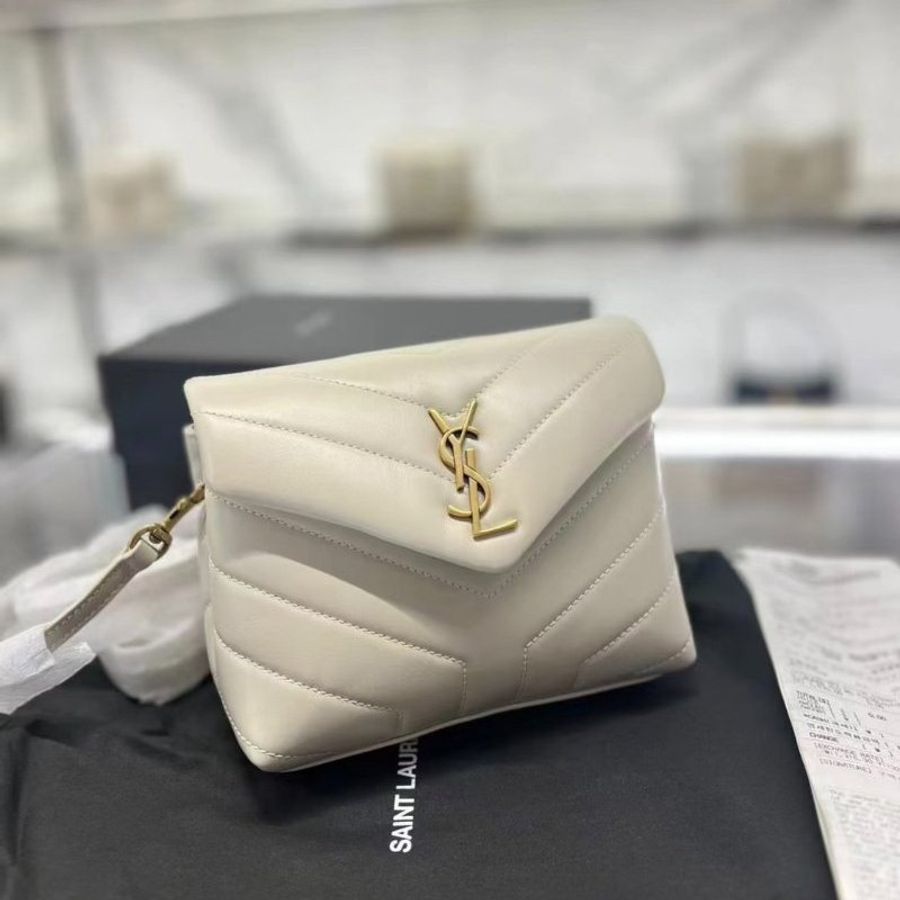 Saint Laurent 630951 YSL Mini Lou Lou 相機包 復古象牙白配金釦( 當季熱門新品 下單前請先詢問)-0