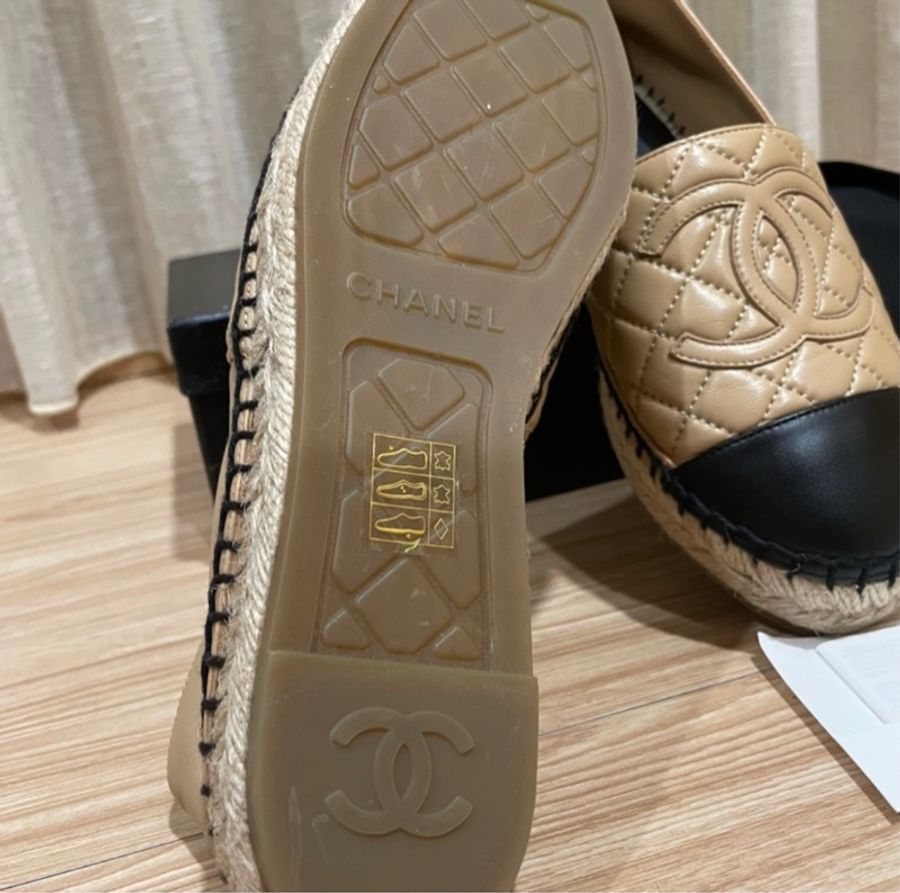 CHANEL 鉛筆鞋 經典菱格紋奶茶黑 全配 38（保留）-4