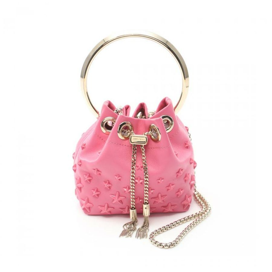 【日本直送】 中古JIMMY CHOO[AB]MICRO BON 鏈條真皮肩包 粉色 星型鉚釘 兩用款-0