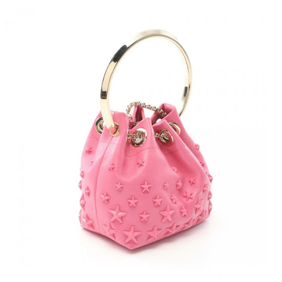 【日本直送】 中古JIMMY CHOO[AB]MICRO BON 鏈條真皮肩包 粉色 星型鉚釘 兩用款-1