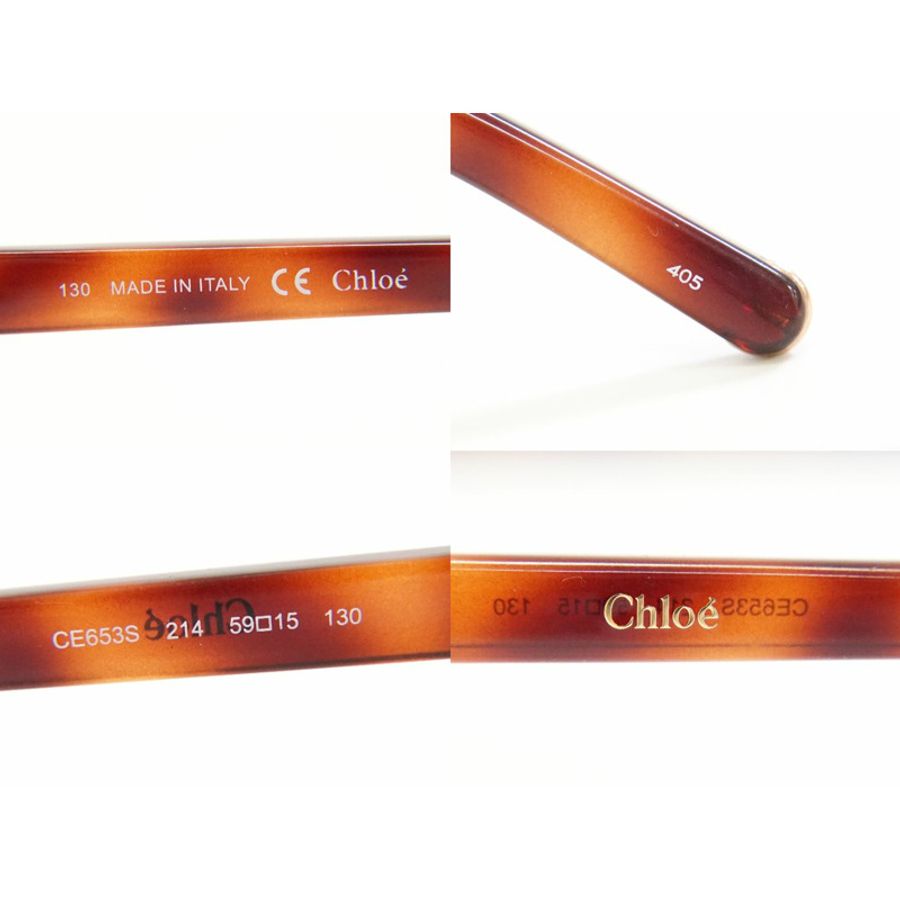 正品 Chloe 玳瑁太陽鏡眼鏡塑料棕色金色五金件 CE653S 服裝配飾二手-8