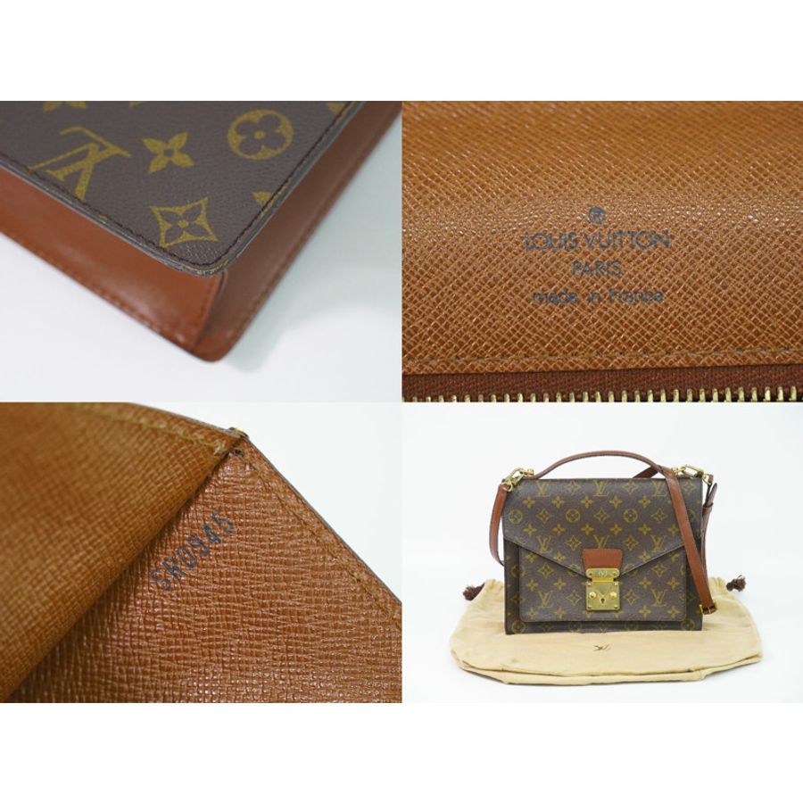 正品路易威登 LOUIS VUITTON LV Monceau 交織字母 2WAY 挎包手提包手提包棕色 M51185 Monceau Vuitton 包二手貨-8
