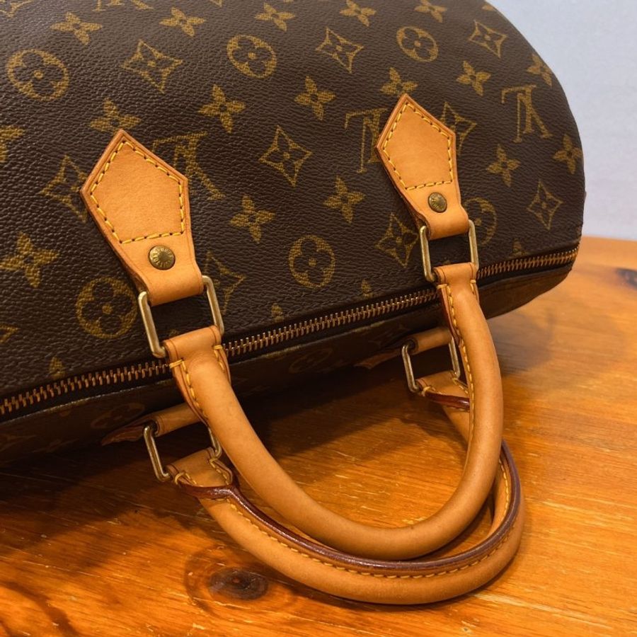 Louis Vuitton LV 老花字紋 Speedy 30公分波士頓包/手提包/斜背包-7