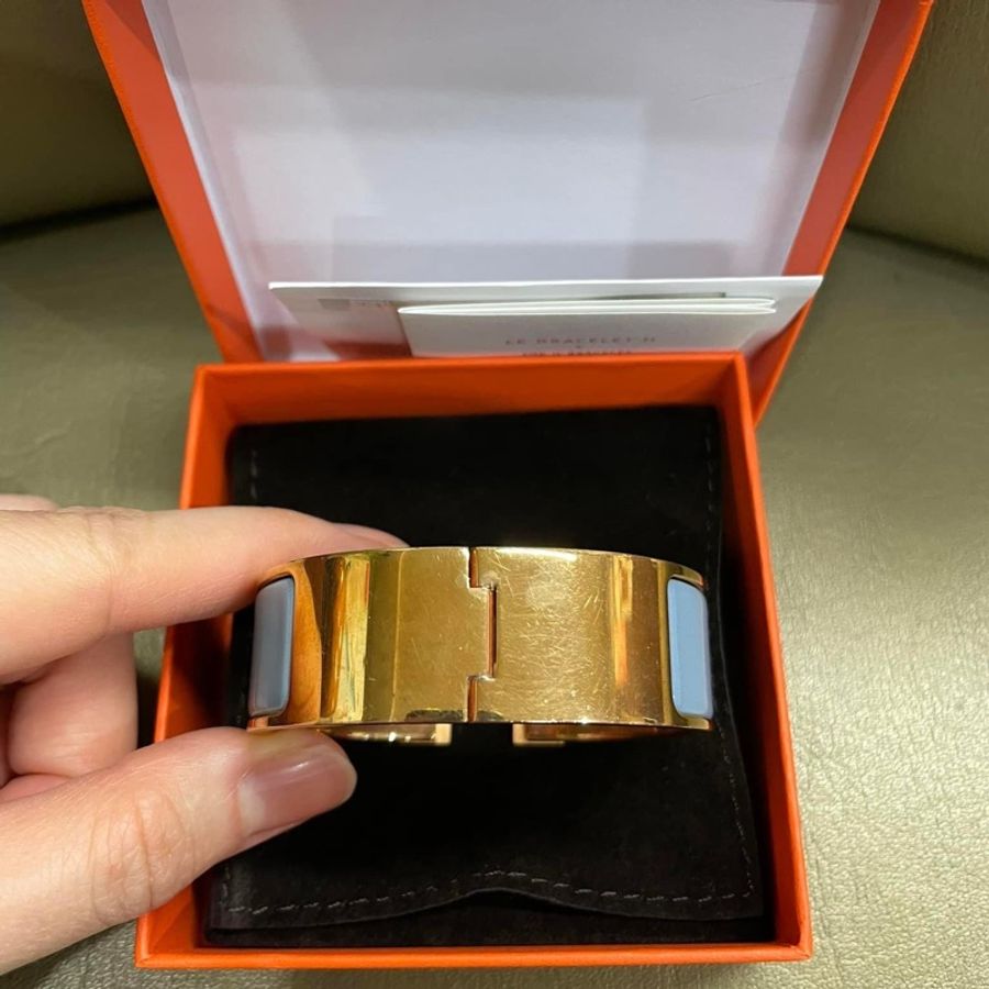 愛馬仕Hermès Clic H寬版琺瑯手環-6