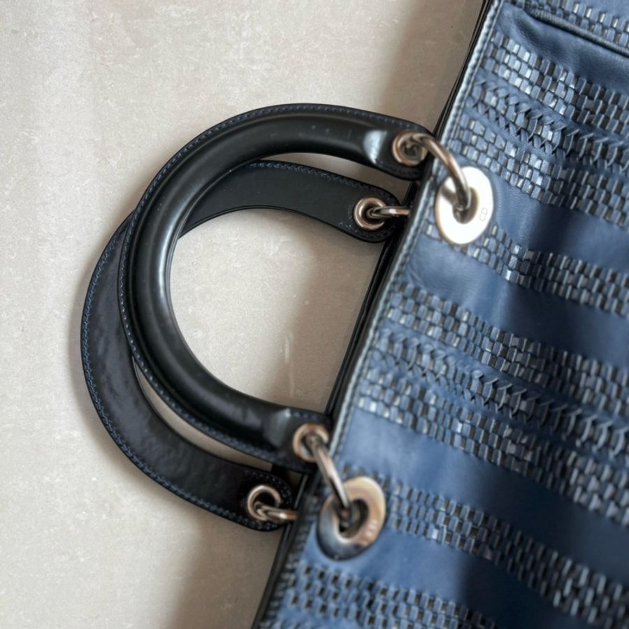 ［Vintage Dior］Lady Dior牛皮托特包（深藍）-6