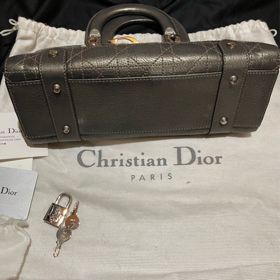 Christian Dior 銀灰LADY DIOR黛妃包手提包 VINTAGE-14