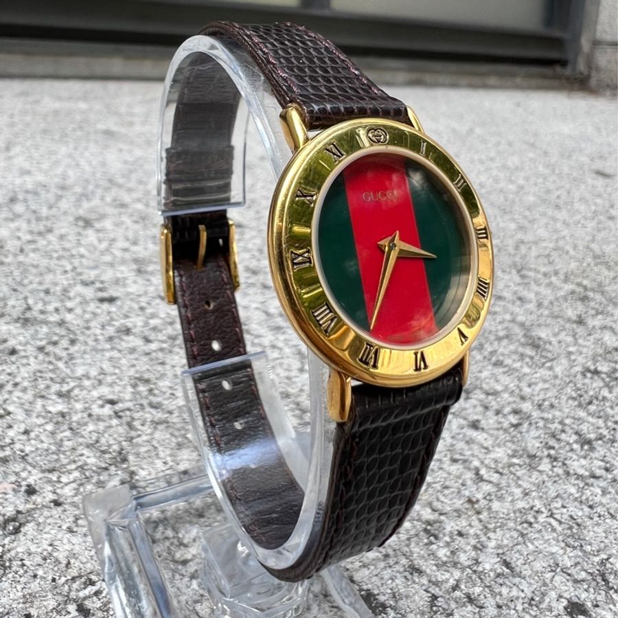【GUCCI】經典紅綠錶面古董錶-1