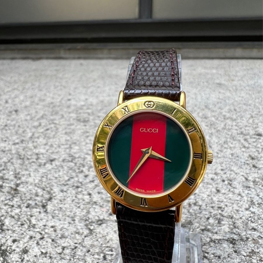 【GUCCI】經典紅綠錶面古董錶-5