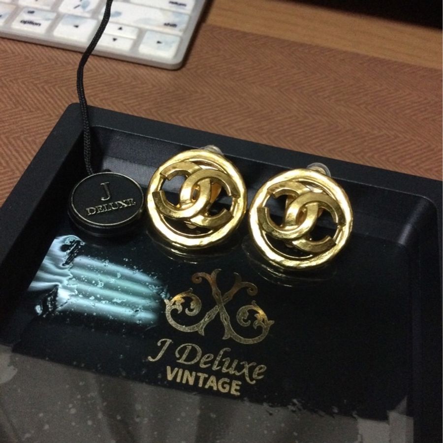 CHANEL Vintage 95成新古董夾式耳環-0