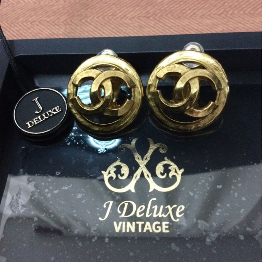 CHANEL Vintage 95成新古董夾式耳環-4