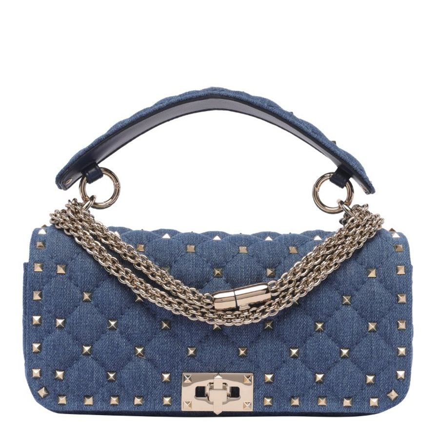 Valentino Rockstud Spike 丹寧牛仔及小牛皮鏈條包( 當季熱門新品 下單前請先詢問)-2