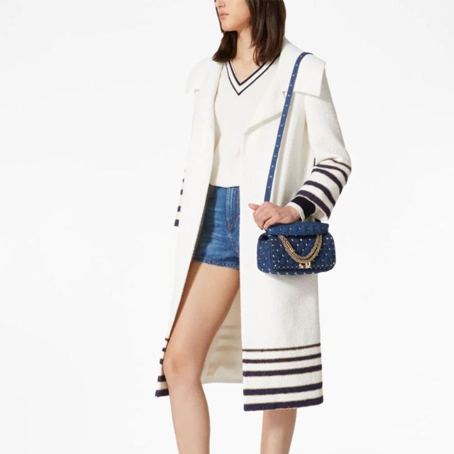 Valentino Rockstud Spike 丹寧牛仔及小牛皮鏈條包( 當季熱門新品 下單前請先詢問)-5