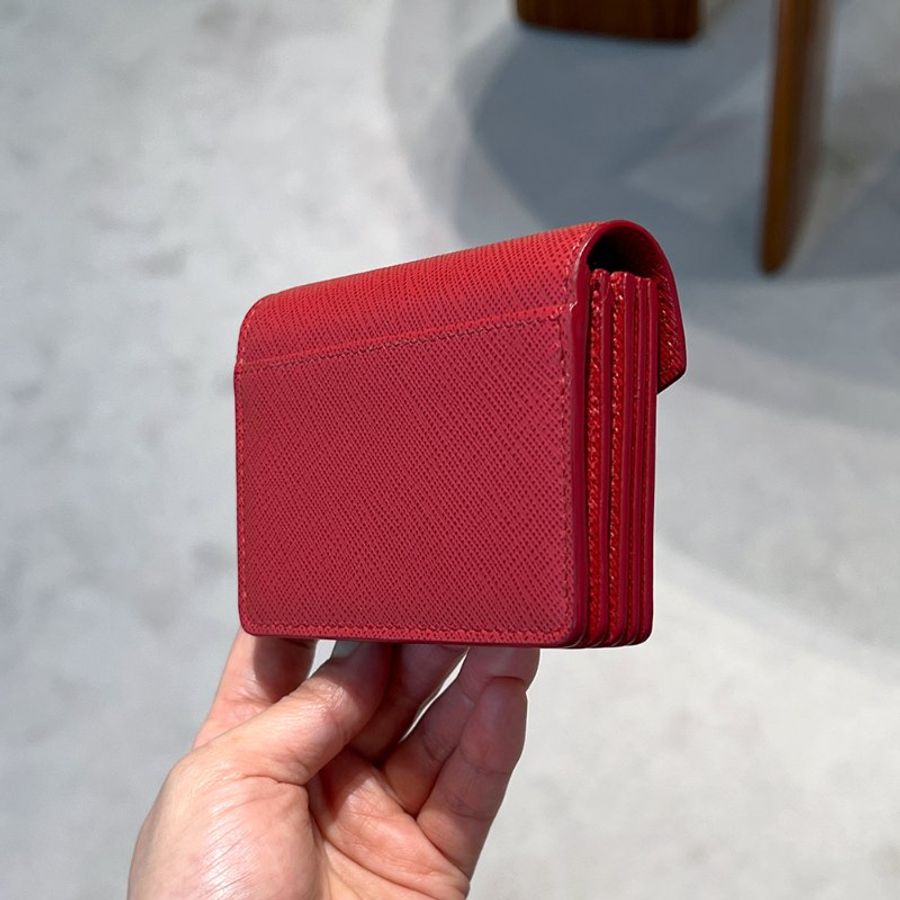 🎉新品好折扣✨Prada 1MC070 Saffiano皮革卡夾包 紅色-6