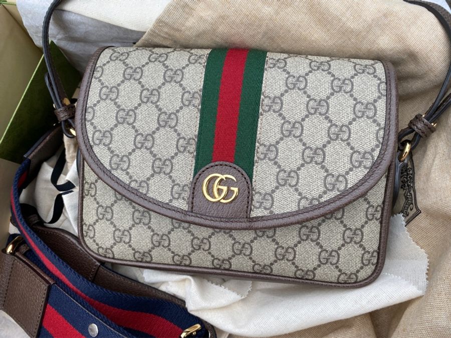 近新GUCCI綠紅綠OPHIDIA MINI GG SHOULDER BAG 722117肩背包斜挎-1