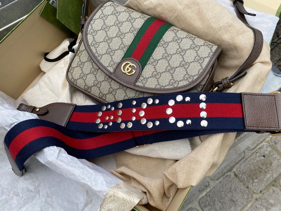 近新GUCCI綠紅綠OPHIDIA MINI GG SHOULDER BAG 722117肩背包斜挎-2