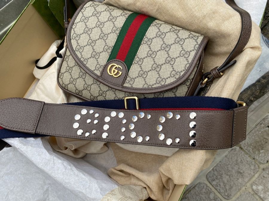 近新GUCCI綠紅綠OPHIDIA MINI GG SHOULDER BAG 722117肩背包斜挎-3