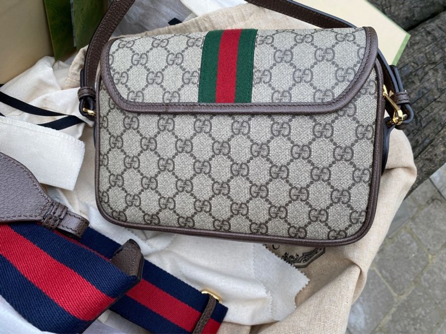 近新GUCCI綠紅綠OPHIDIA MINI GG SHOULDER BAG 722117肩背包斜挎-4