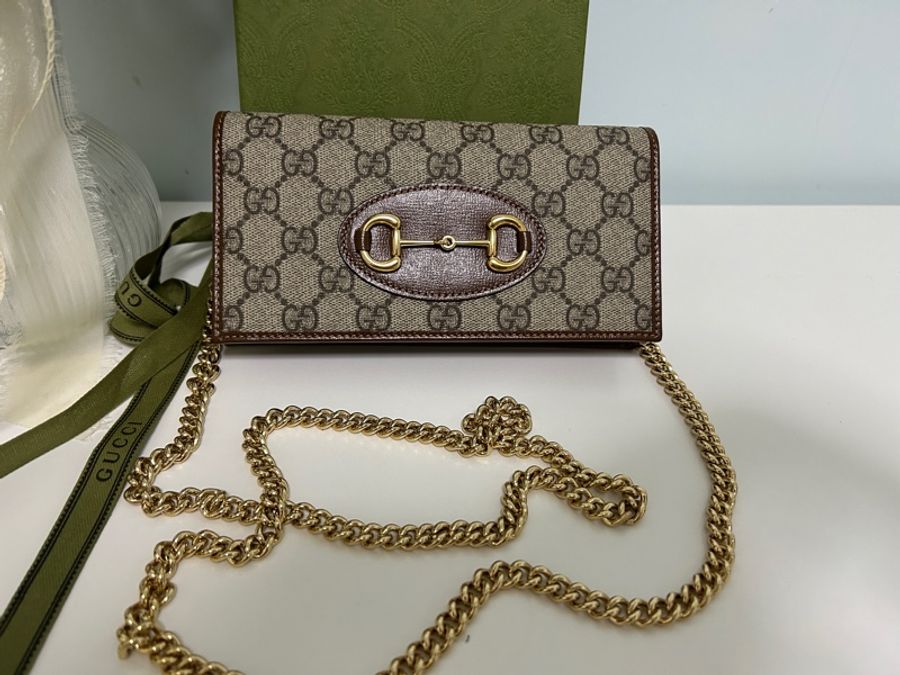 Gucci 全新1955系列馬銜扣WOC鏈帶包-1