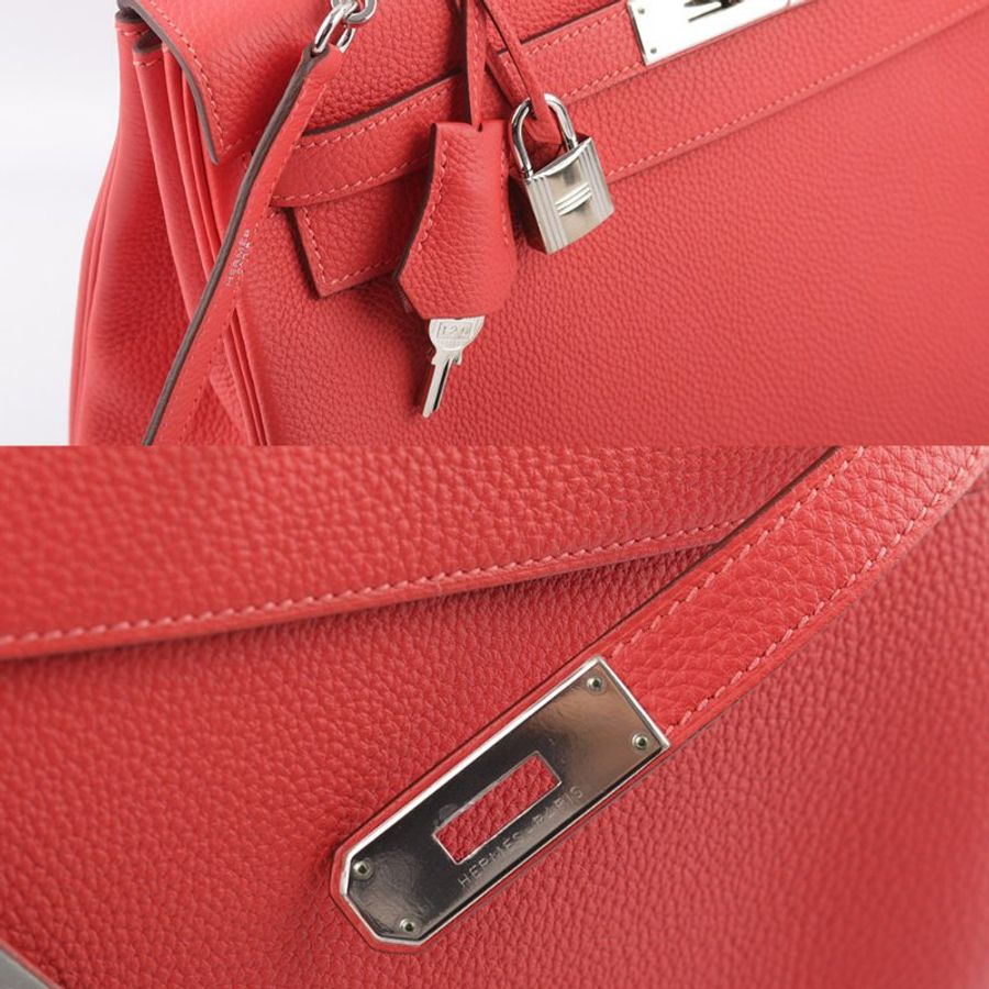 HERMES Togo皮 銀釦 Kelly 32cm (牡丹紅)_展示品-5