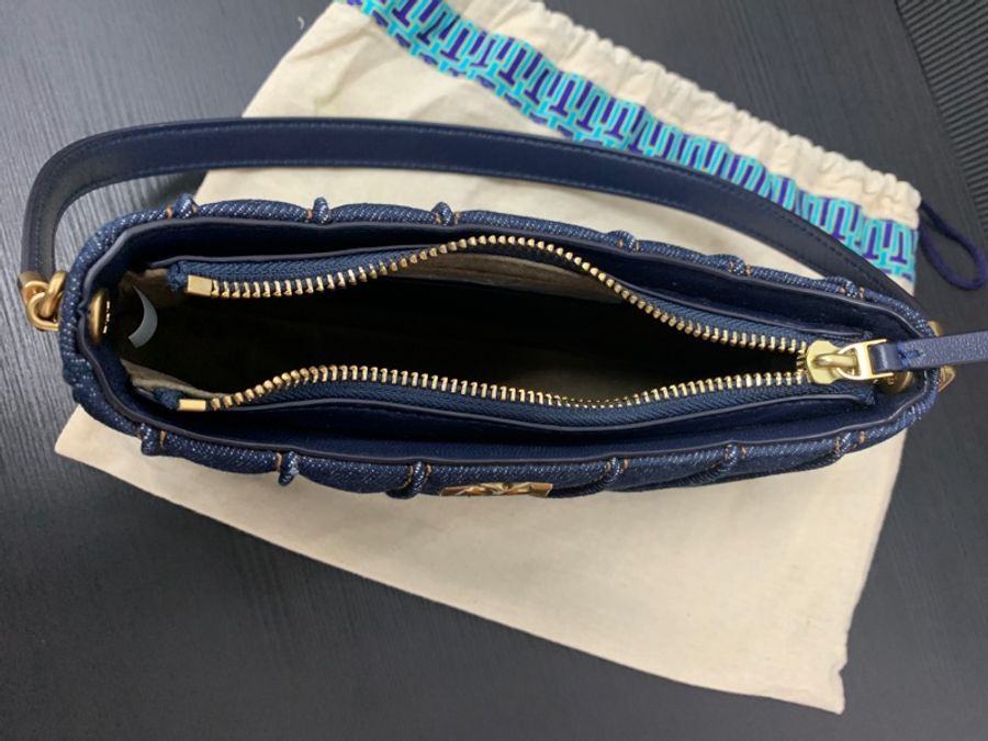 TORY BURCH Kira denim shoulder bag單寧肩背斜背包-5