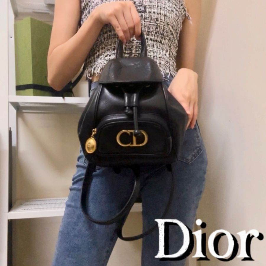 🔥急出可議🔥 #Dior #後背包 #雙肩包 質感全牛皮黑色 #vintage #古董包 CD五金鍍24k金 💕 絕版極美品-3